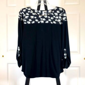 Silky Black Long-sleeved Top